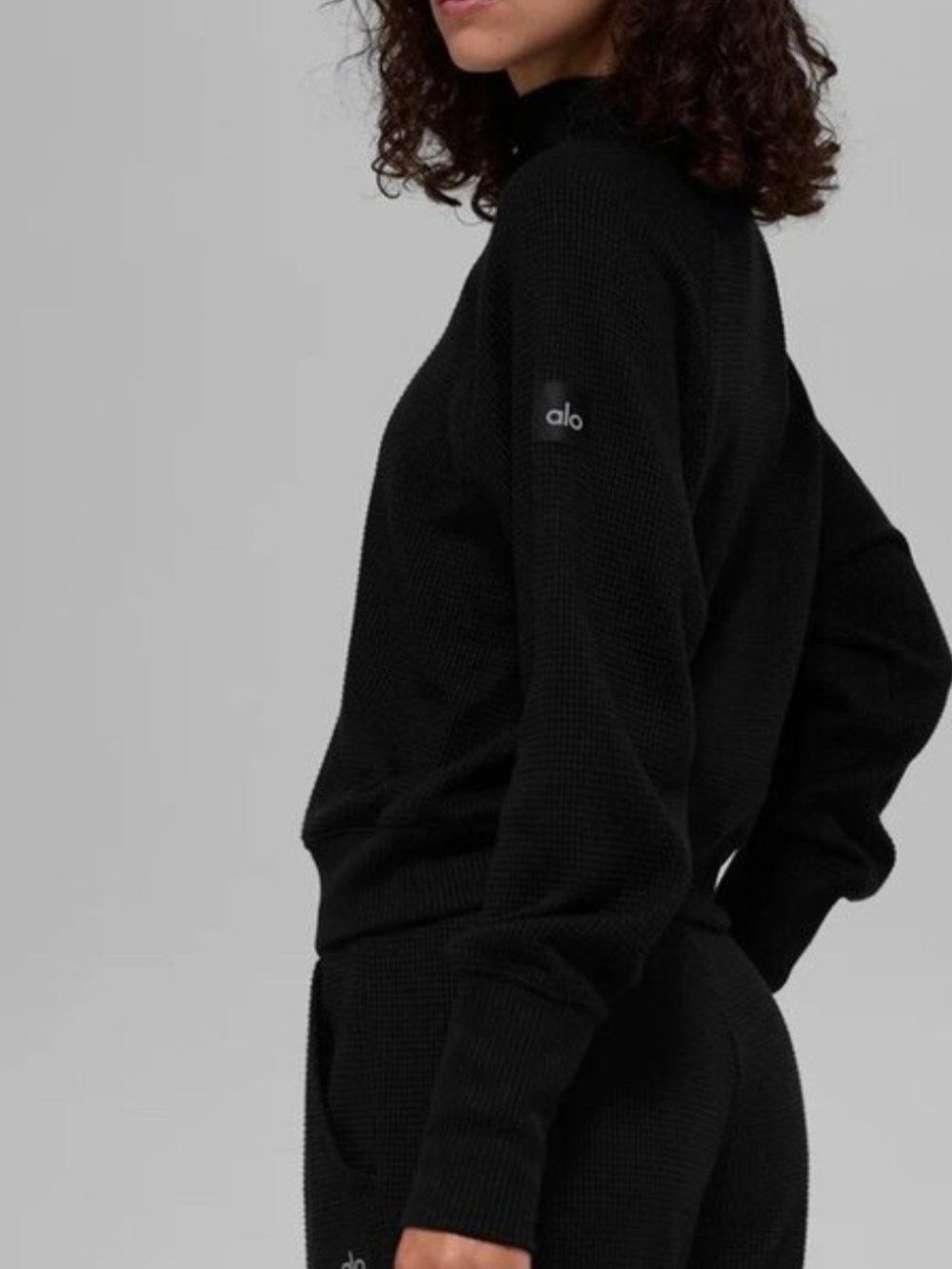 ALO Yoga SET Waffle Weekend Escape- Sweater And Matching Sweatpants